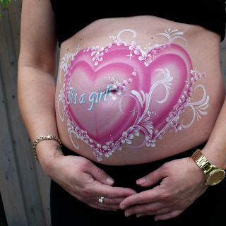 Body schmink studio bellypaint babyshower double hearts it s a girl gemert logo 2