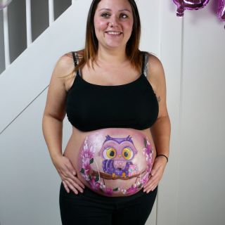 Body schmink studio bellypaint babyshower uil met roses helmond logo