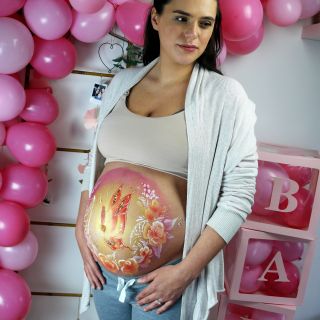 Body schmink studio schmink bellypaint babyshower butterfly and roses aarle rixtel logo