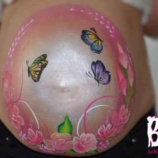 Body schminkstudio bellypaint babyshower vlinders flowerslogo4