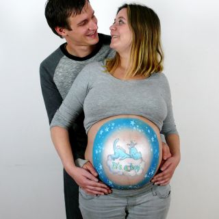 Body schmink studio bellypaint blue dragon foto couple 2 logo