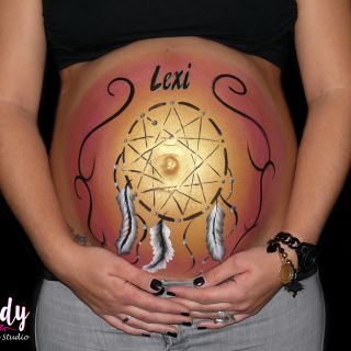 Body schmink studio bellypaint dreamcatcher foto belly logo