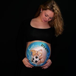 Body schmink studio bellypaint teddy football beek en donk 2 logo