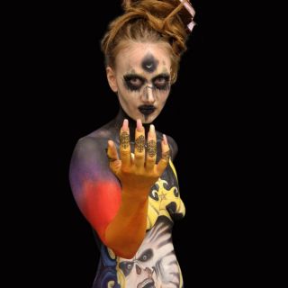 Body schmink studio bodypaint exam 2de jaar masterclass theme halloween 2023