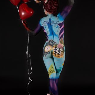 Body schmink studio bodypaint wbf 2020 theme psychedelic circus alice in wonderland