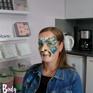 Body schmink studio cursus basis schminken beek en donk colorful cat 3