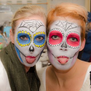 Body schminkstudio cursus3 sugarskulls red blue