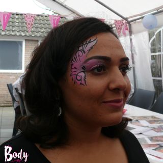 Body schmink studio kinderfeest pink eye design helmond logo